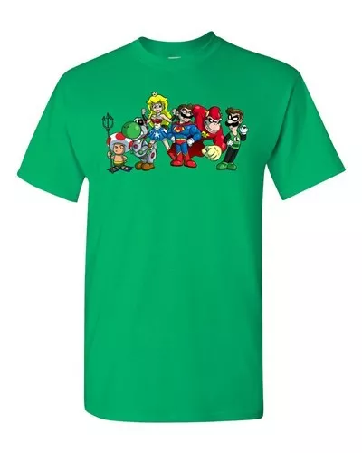 Superhero Group Shot Video Game Characters Parody Novelty DT Adult T-Shirt Tee 3