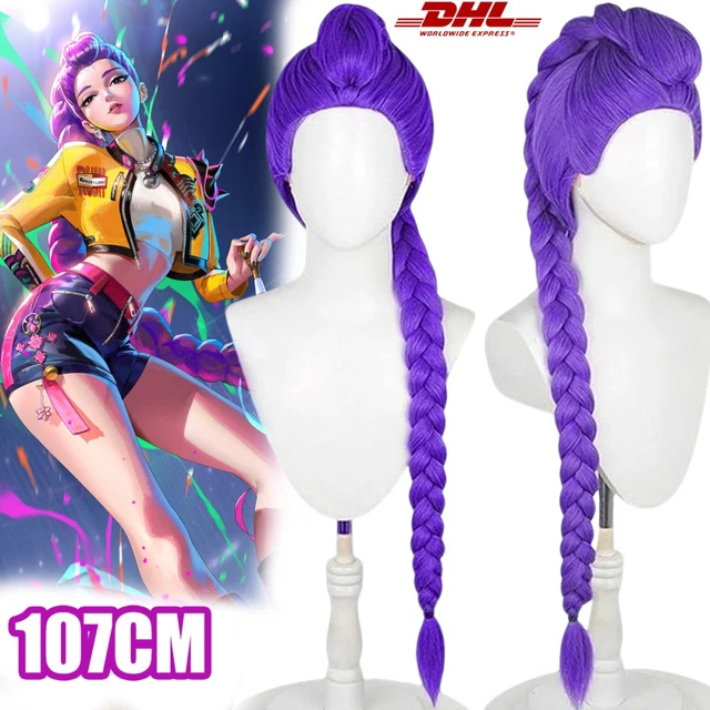 Perruque De Cosplay Chasseur - Tresses Violettes Longues - Pour Halloween, Carnaval, Conventions - Homme Et Femme
