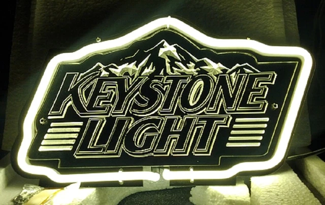 14" Keystone Light Beer 3D Carved Neon Sign Lamp Visual Collection Bar Cave L