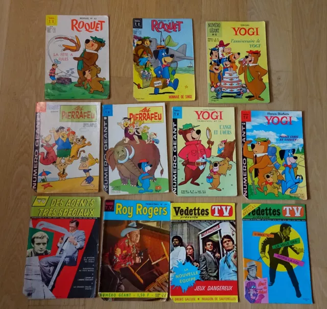 Lot BD anciennes GF Sagédition Vedettes TV Roy Rogers Agents spéciaux YOGI PIERR