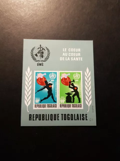 Briefmarke Togo Block Monate Mondial Des Coeur Oms N°61 Neu Luxus MNH 1972