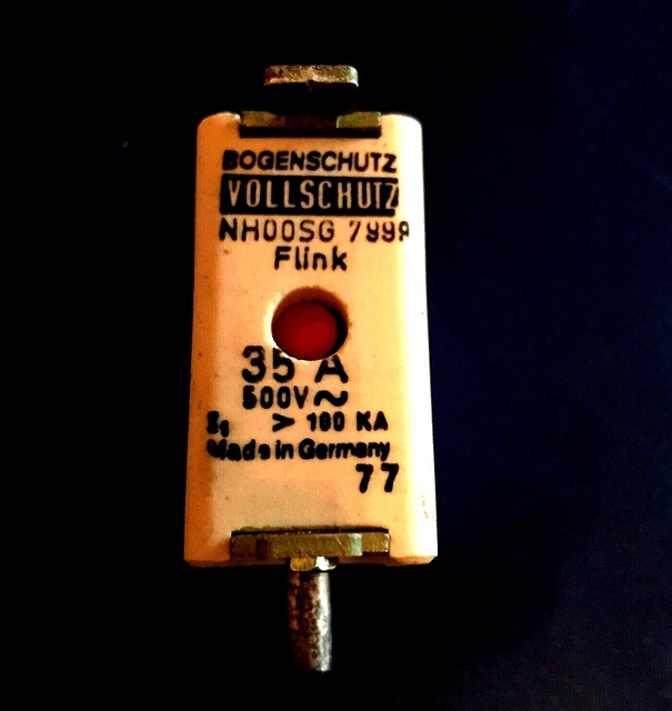 1 Stück BOGENSCHÜTZ , NH - Sicherungen Gr.00 , SG 7999 , 35 A , 500 V , Flink