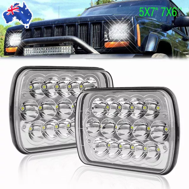 Pair 5x7'' 7x6'' inch LED Headlights Hi/Lo Beam DRL For 1983-2004 Toyota Hilux