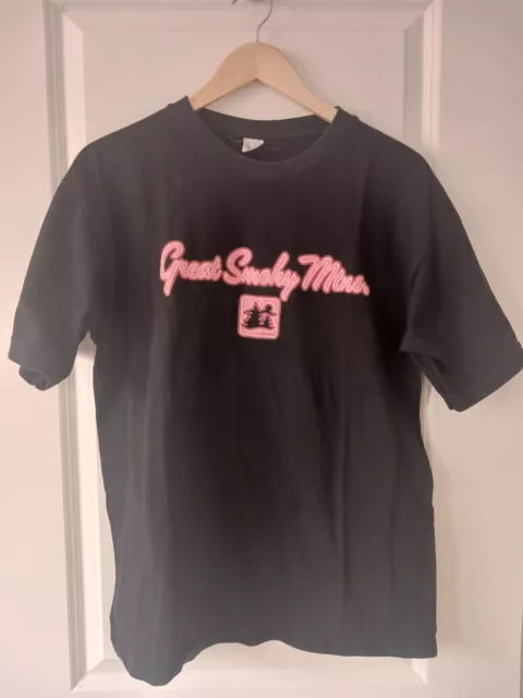 Vintage Black T Shirt Great Smokey Mountains 100% Thick Cotton Size Large