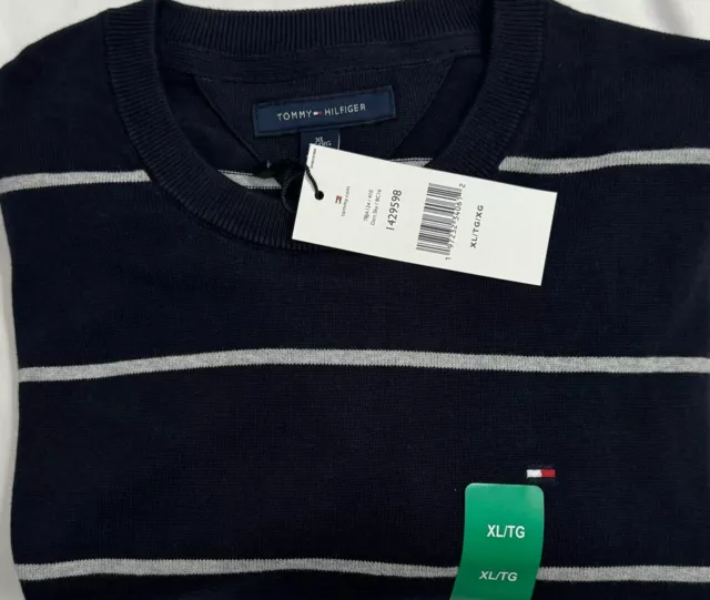 New Tommy Hilfiger Men's Sweater Navy Stripe Size XL $36.00