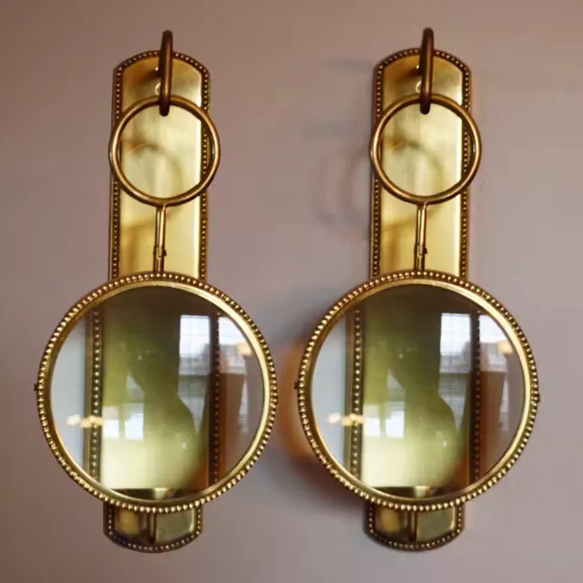 Brass Magnifying Wall Mount Candle Sconces (pair)