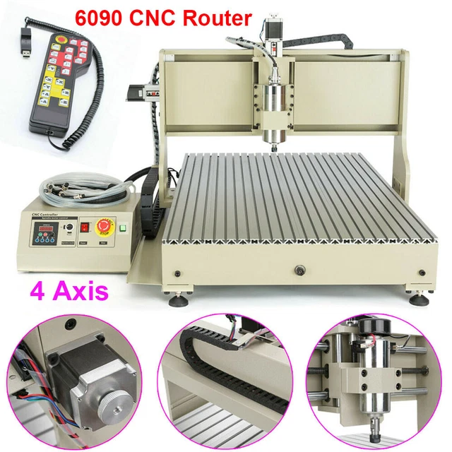 2.2kw CNC USB Router Carving Drilling Engraving Machine 4Axis Manual Controller