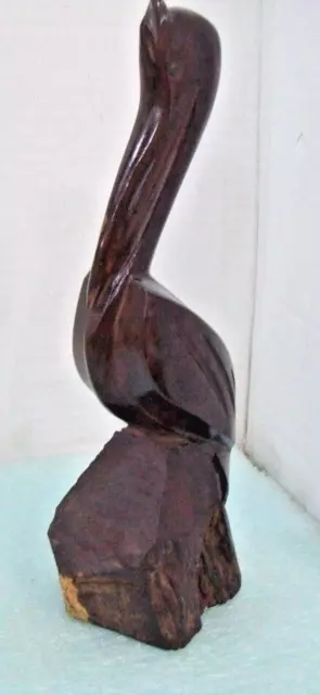 Vintage Hand Carved Ironwood Pelican 10.5" Tall Mexico Nautical Beach Decor