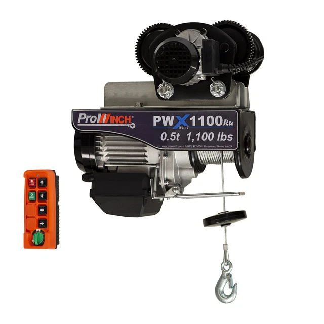 Prowinch 1/2 Ton Electric Wire Rope Hoist 1100 lbs. 38 ft. Wireless w/ Power Tro