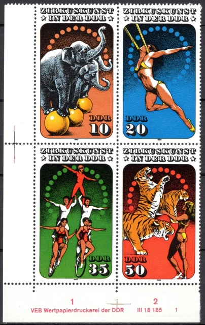DDR 1985 Mi.Nr. 2983-2986 ** postfrisch Eckrand mit DV Druckvermerk FN 1