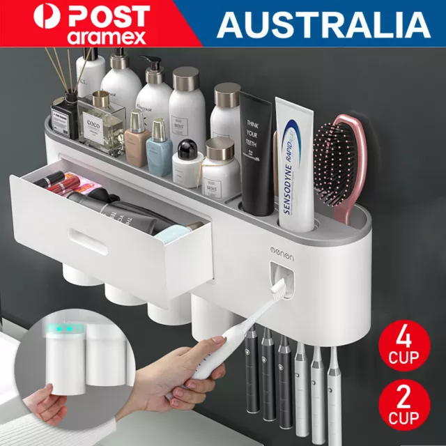 Multifunctional Toothbrush Holder Handfree Automatic Toothpaste Dispenser Set AU