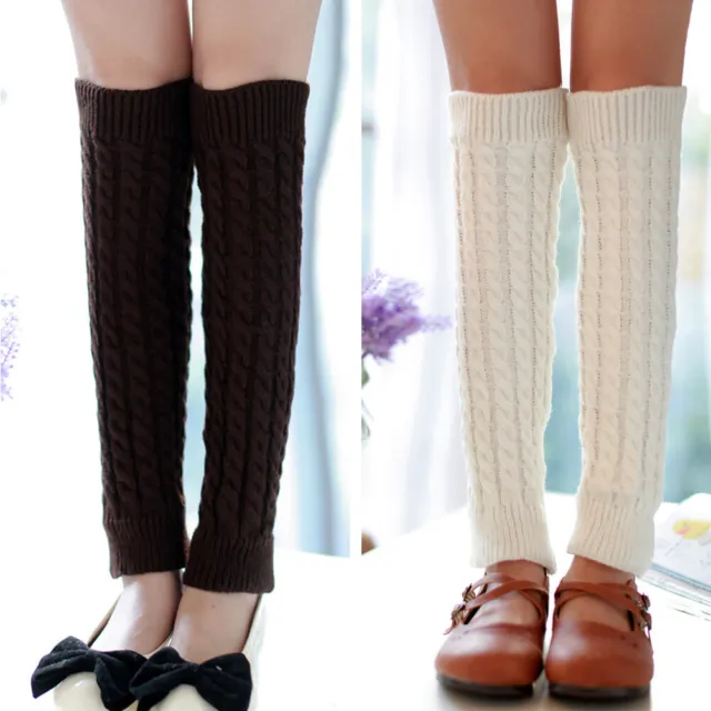 4pairs Women Long Boot Socks Outdoor Leg Warmer Keep Warm High Knee Knit Crochet