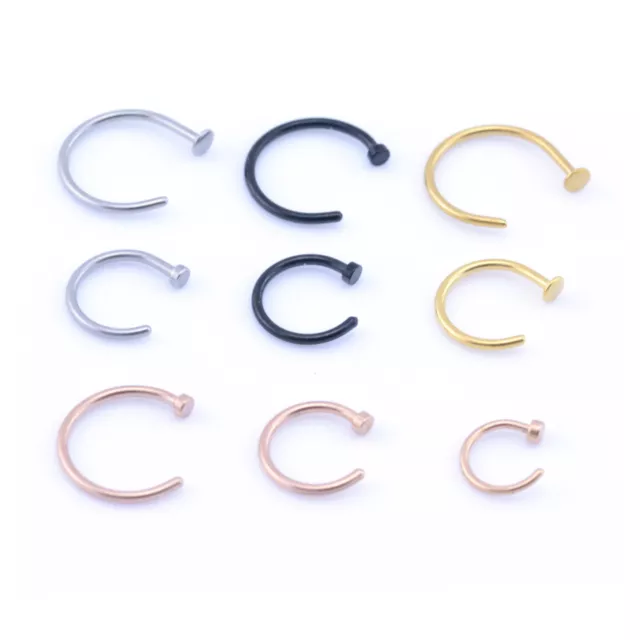 Nose Lip Ring Hoop Stud Surgical Steel Gold Black Rose Various Sizes and Gauges