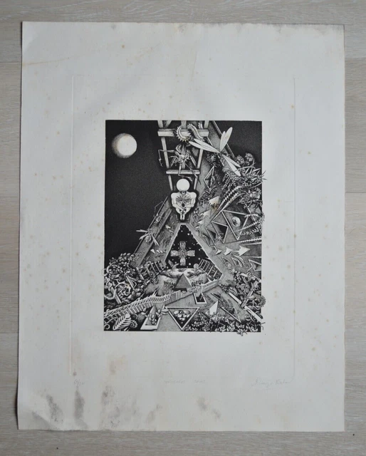 Lithographie signature à identifie et  numérotée - Titré ouroboros trois