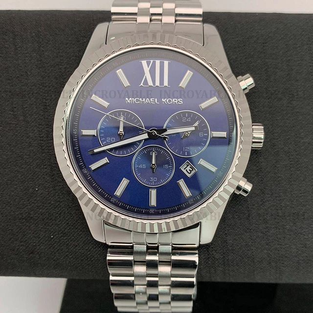 MICHAEL KORS MK8280 Lexington Cadran Bleu Marine Acier Inoxydable Montre Homme EUR 154 00 PicClick FR