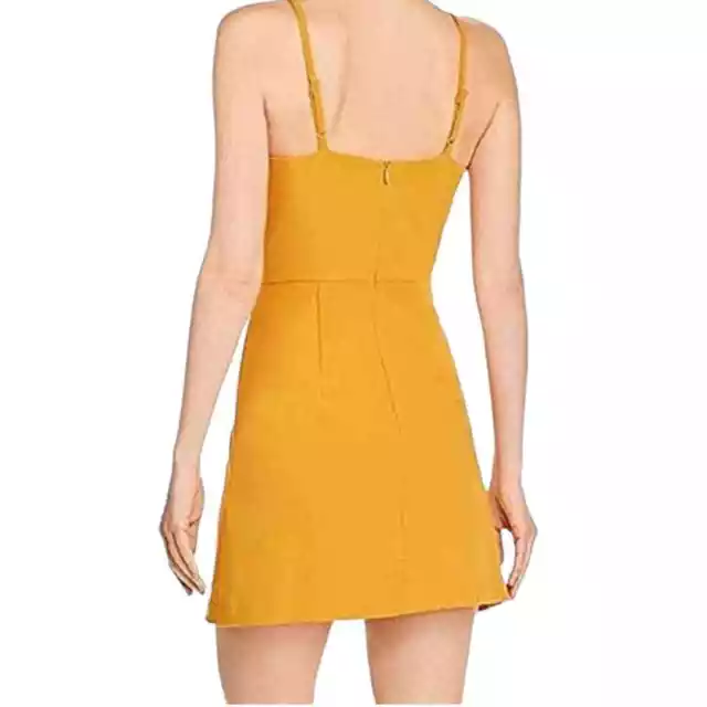 French Connection Whisper Sundae V-Neck Mini Dress in Mustard Size 6 3