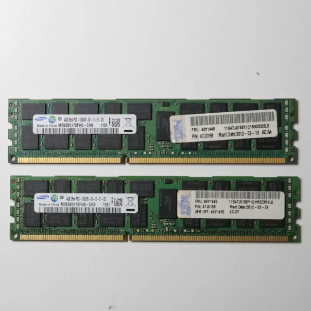 8GB (2x4GB) Samsung DDR3 PC3 10600R Registered ECC DRAM memory M393B5170FH0-CH9