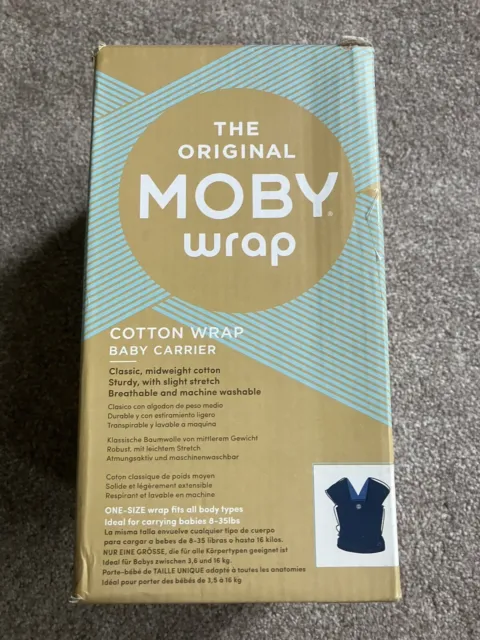 The Original MOBY Wrap Classic Navy Cotton Wrap Baby Carrier 8-35lbs New In Box