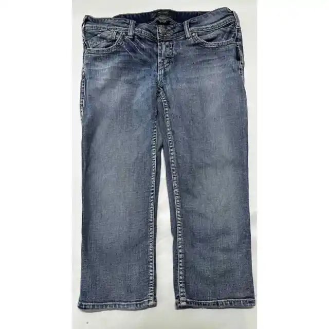Silver Jeans Women Size 30 Blue Cotton Blend McKenzie Capri