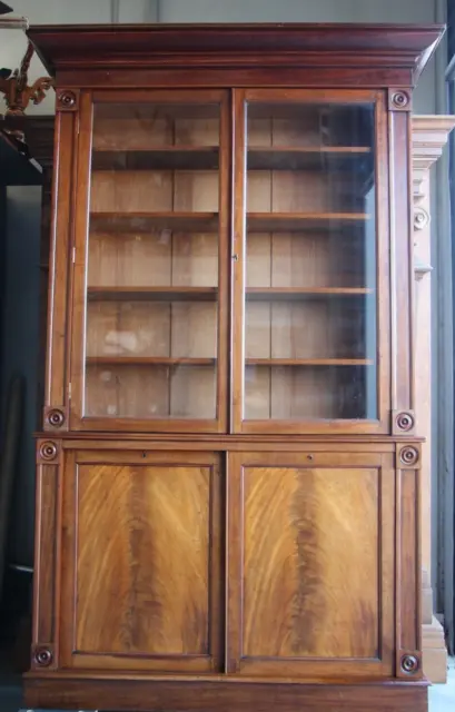Impressive antique Regency period mahogany LIBRARY BOOKCASE adjustable shelves