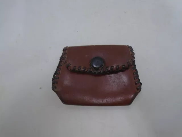 Vintage Hand Crafted Leather Coin Purse Snap Closure