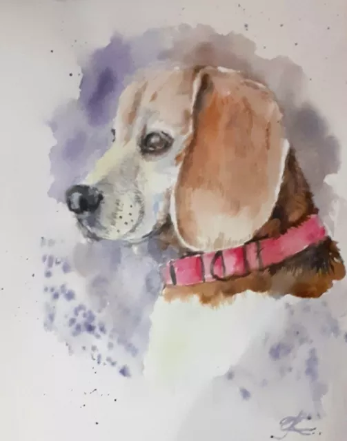 Beagle watercolour  painting  Dog  Original Art Dog  Artwork Ukrainian Art 2