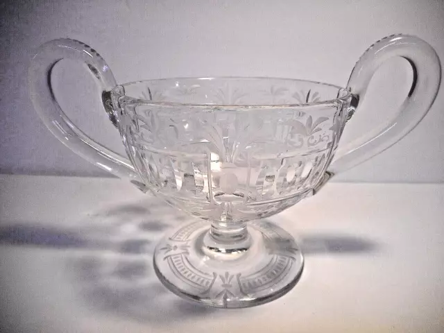 Libbey ABP Brilliant Cut Crystal Sugar Bowl Signed 2 Handle 3 1/2 "Tall Libbey ABP Brilliant Cut Crystal Sugar Bowl Signed 2 Handle 3 1/2 "Tall