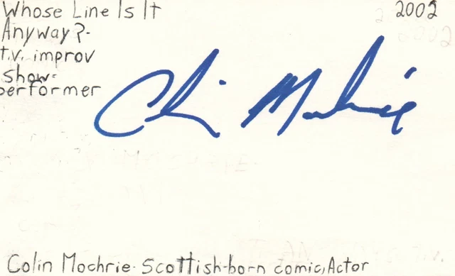 Colin Mochrie Scottish Born Actor Comedian TV Autographed Signed Index Card