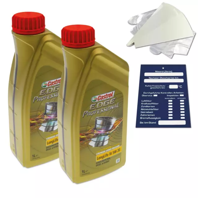 2 Litre castrol edge Prof. Longue Vie 3 III 5W30 Huile Incl. Entonnoir +