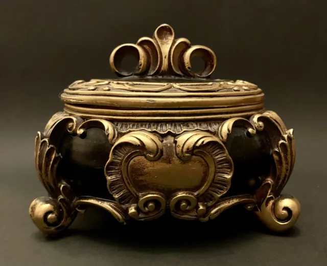 Ornate Resin Box Antique French Style Black & Gold Jewellery Trinkets Keepsakes