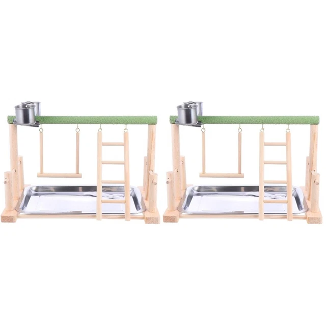 2 stücke Papagei Spielstand Vogel Spielplatz Holz Barsch Gym Training Stand
