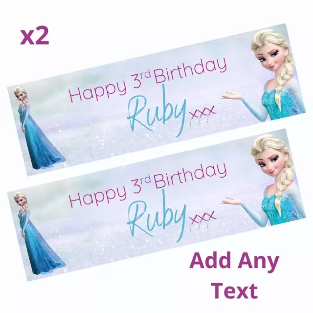 2x Personalised Disney ELSA Frozen Birthday Banner LARGE Kids Party Poster