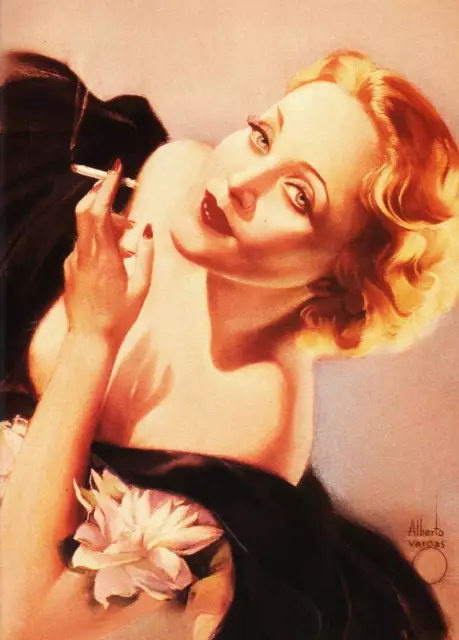 Original Vintage Alberto Vargas Print "Marlene Dietrich" Book Plate