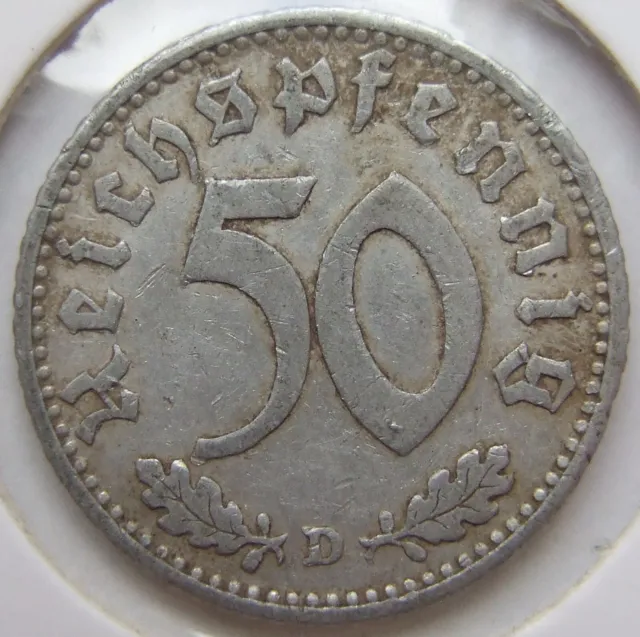 Pièce de Monnaie Reich Allemand 3. Reich 50 Reich Pfennig 1940 D En Very fine