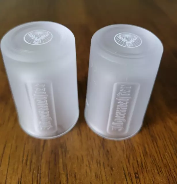 Collectible Set of 2 Frosted  Jägermeister Shot Glasses 2-5/8" tall