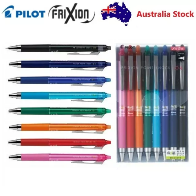 8 x Pilot FriXion Ball Knock Synergy Needle Point Erasable Click Pen 0.4mm