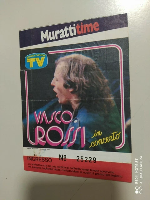 Ticket Biglietto Vasco Rossi Tour 1984 Concerto