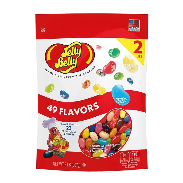 JELLY BELLY 49 Assorted Flavors Jelly Beans Bag 2 Pounds (32 Ounces