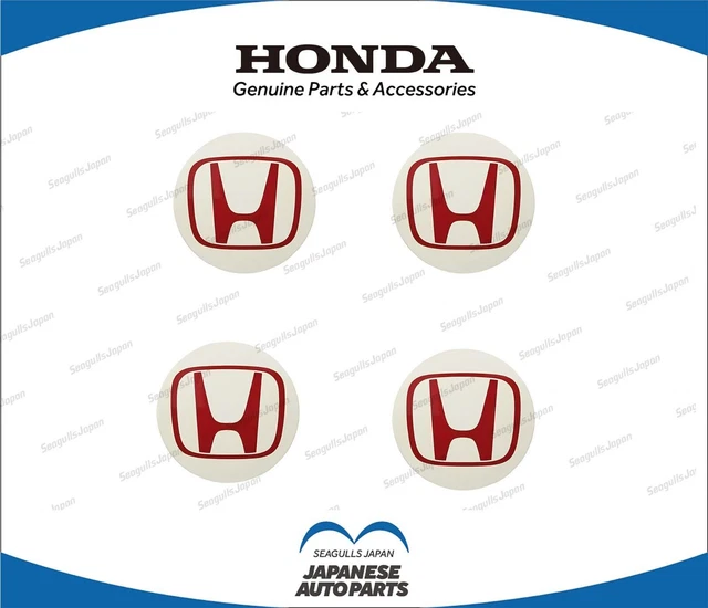 Genuine Honda Wheel Center Cap Set – Red – For INTEGRA DC5, CIVIC FD2, EP3 TYPE-R – 4pcs – OEM 44732-S6M-Z00ZA