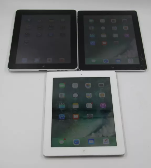 Lot Of 3 Apple Ipads 2X A1458(64Gb&32Gb) A1219(32Gb) 4Th And 2Nd Generation