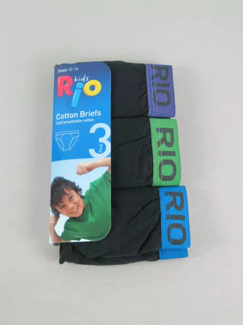 Rio Boys 3 Pack Soft Breathable Cotton Briefs Underwear sizes 8 10 Colour Black