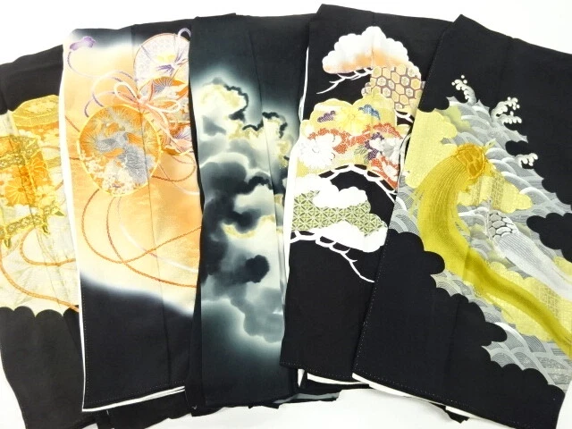 45256# Japanese Kimono / Antique Tomesode / Set Of 5