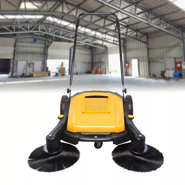 Walk-Behind Pavement Street Sweeping Tool Floor Cleaner 41"Hand Push Sweeper 55L