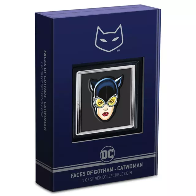 2022 Niue Faces of Gotham - Catwoman Face Shaped 1 oz Silver Colorized Proof ... 3