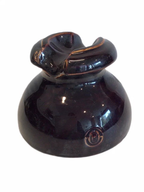 Vintage Power line Electrical Porcelain Ceramic Brown Insulator Marked B