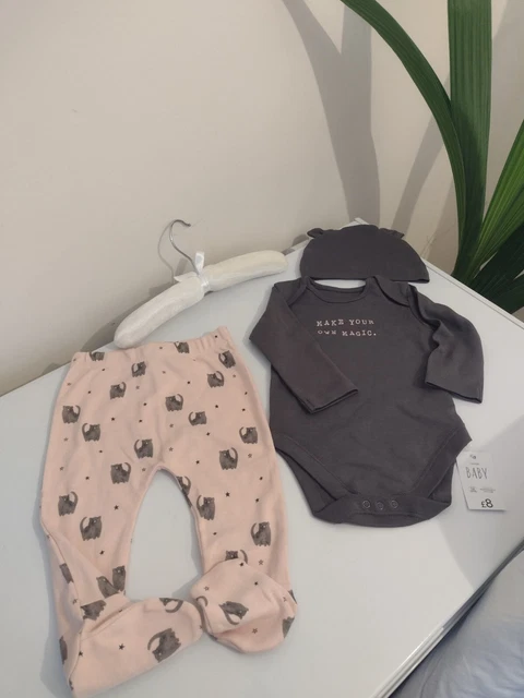 Pacchetto abbigliamento neonato 0-3 mesi, set di 3 pezzi per bambina