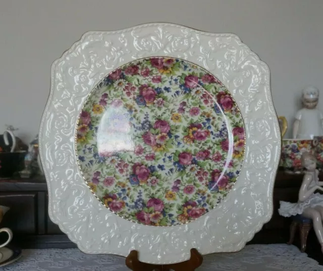 VINTAGE Royal Winton Grimwades Summertime Chintz Square Platter, England