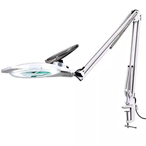 KIRKAS 10X LED Magnifying Lamp with Clamp 2200 Lumens Dimmable Super Bright Da