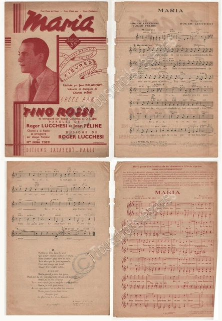 Partition Piano Chant Orchestre Maria Crée Par Tino Rossi Editions Salabert 1941