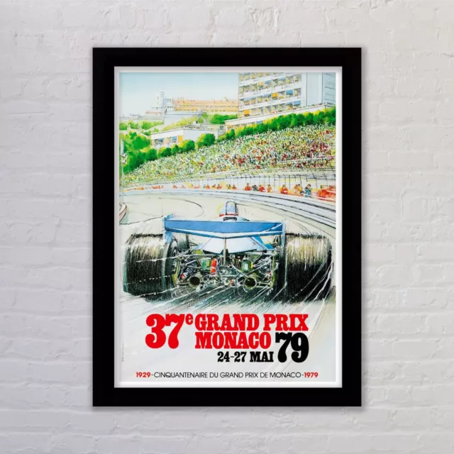 Framed Monaco Grand Prix 1979 Vintage Repro F1 Racing Poster Wall Art  Picture